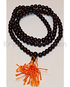 Mala kæde 108 perler med sølv perle - rød dusk 