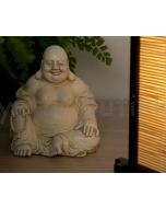 Happy Buddha-SITTING-hvid-18 cm